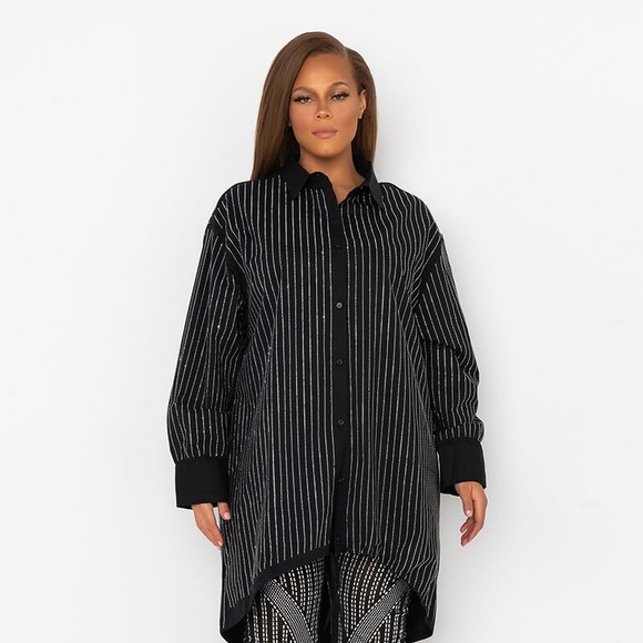 Shop Akira Black Rhinestone Shirt - Picture 3 of 6